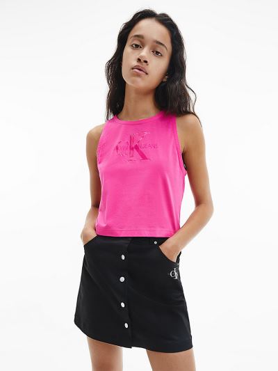 Calvin Klein Ruhák HU599889 | Calvin Klein Organic Cotton Gloss Logo Női Trikó Rózsaszín